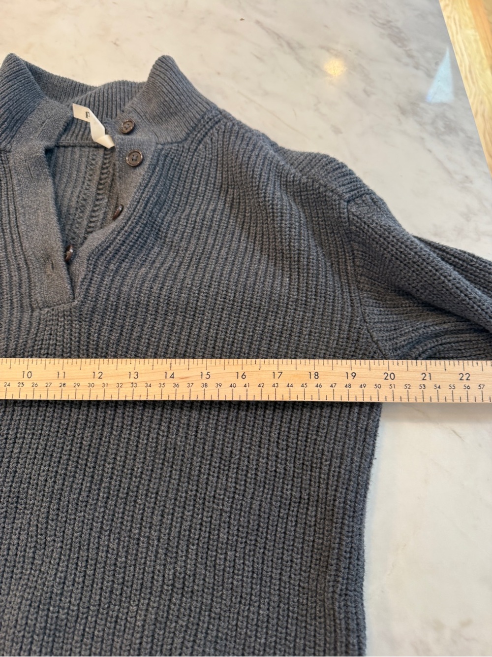Pact Organic Cotton Ribbed Henley Mock Neck Sweater Gray Size M - Picture 7 of 8